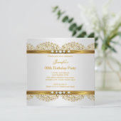 金ゴールドエレガントホワイトシルバーダイヤモンド誕生日 招待状 (スタンド正面)