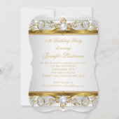 金ゴールドエレガントホワイトシルバーパールシルク誕生日 招待状 (裏面)