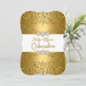 金ゴールドエレガントホワイトダイヤモンドグラマーキンセアニェラ 招待状 (スタンド正面)