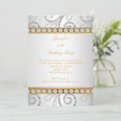 金ゴールドエレガントホワイトダイヤモンドパールバースデーパーティー 招待状 (スタンド正面)