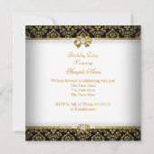 金ゴールドエレガントホワイトダイヤモンドブラックバースデーパーティー 招待状 (裏面)