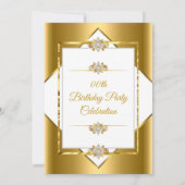 金ゴールドエレガントホワイトダイヤモンド誕生日パーティー 招待状 (裏面)