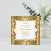 金ゴールドエレガントホワイトダマスクパールバースデーパーティー 招待状 (スタンド正面)