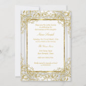 金ゴールドエレガントホワイトティアラプリンセスキンセアニェラ 招待状 (裏面)