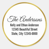 金ゴールドエレガントホワイトネームとブラックネーム差出人住所 ラウンドシール (正面)