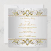 金ゴールドエレガントホワイトパールダイヤモンドハイヒールパーティー2 招待状 (裏面)