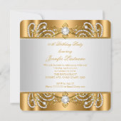 金ゴールドエレガントホワイトパールダイヤモンドハイヒールパーティー3 招待状 (裏面)