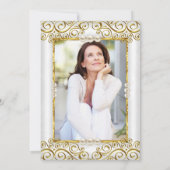 金ゴールドエレガントホワイトパールフォトバースデーパーティー 招待状 (裏面)