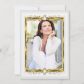 金ゴールドエレガントホワイトパールフォトバースデーパーティー 招待状 (裏面)