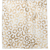 金ゴールドエレガントホワイトヒョウアニマルプリント シャワーカーテン (正面)