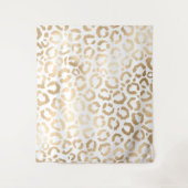 金ゴールドエレガントホワイトヒョウアニマルプリント タペストリー (正面)