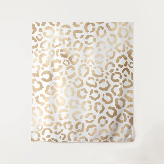 金ゴールドエレガントホワイトヒョウアニマルプリント タペストリー (正面)