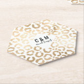 金ゴールドエレガントホワイトヒョウアニマルプリント ペーパーコースター (アングル)