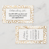 金ゴールドエレガントホワイトヒョウアニマルプリント 割引カード (正面/裏面)