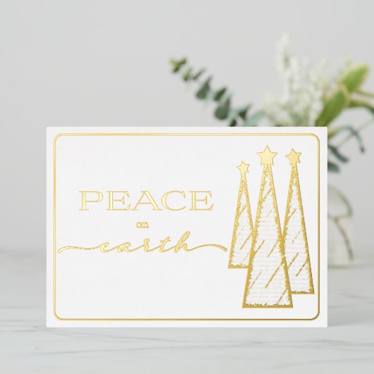 金ゴールドエレガントホワイトピースオンアースビジネス 箔シーズンカード (立ち正面)