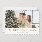 金ゴールドエレガントホワイトフォトメリークリスマスカード シーズンカード (正面)
