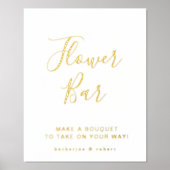 金ゴールドエレガントホワイトフラワーバー結婚ズ 箔ポスター (正面)