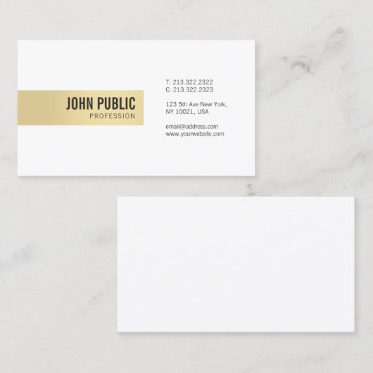 金ゴールドエレガントホワイトプロフェッショナルシンプルテンプレート 名刺 (正面/裏面)