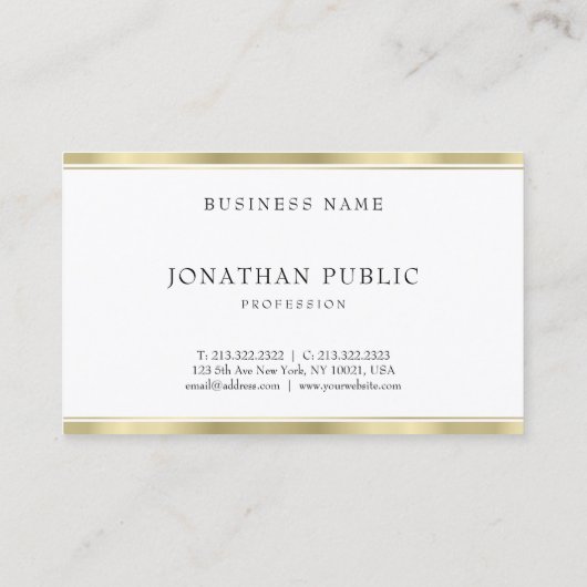 金ゴールドエレガントホワイトミニマルテンプレートモダン 名刺 (裏面)