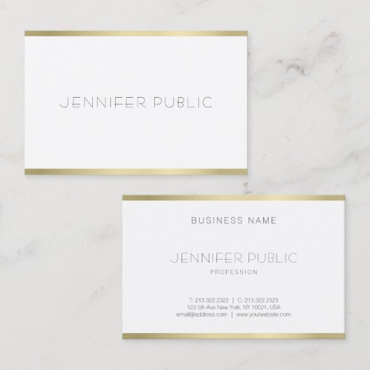 金ゴールドエレガントホワイトミニマルテンプレートモダン 名刺 (正面/裏面)
