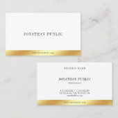 金ゴールドエレガントホワイトミニマルテンプレートモダン 名刺 (正面/裏面)