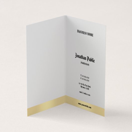 金ゴールドエレガントホワイトミニマル書道台本 名刺 (内部)
