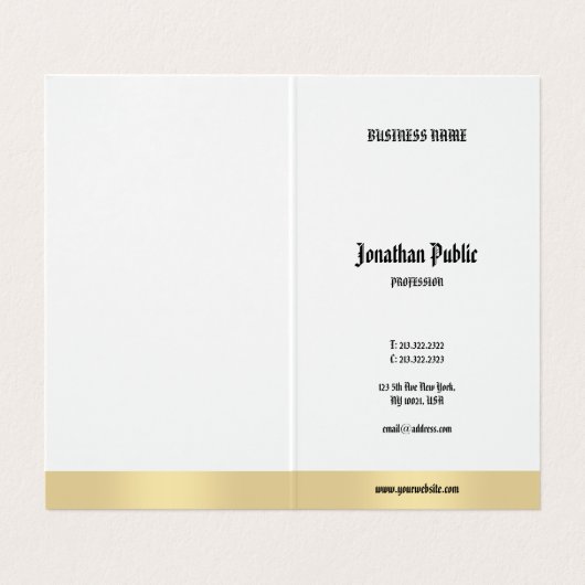 金ゴールドエレガントホワイトミニマル書道台本 名刺 (内部フラット)