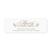 金ゴールドエレガントホワイトメリークリスマス差出人住所 ラベル (正面)
