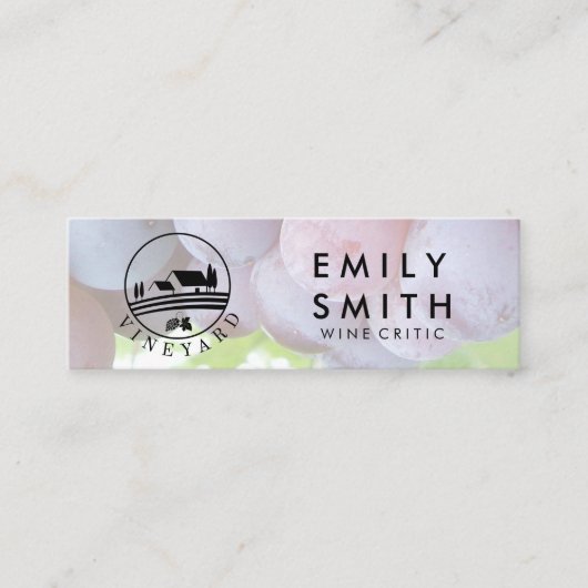 金ゴールドエレガントホワイトワインボトル | ぶどう スキニー名刺 (正面)