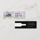 金ゴールドエレガントホワイトワインボトル | ぶどう スキニー名刺 (正面/裏面)