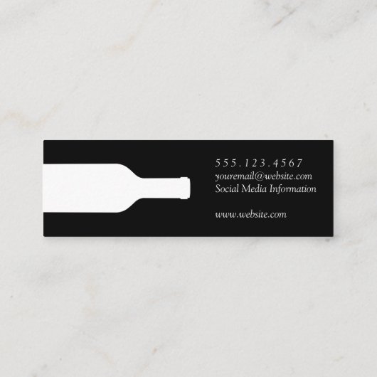 金ゴールドエレガントホワイトワインボトル | ぶどう スキニー名刺 (裏面)