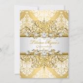 金ゴールドエレガントホワイトヴィンテージグラマーキンセアニェラ4 招待状 (正面)