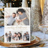 金ゴールドエレガントホワイト4フォトコラージクリスマスホリド シーズンカード