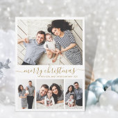 金ゴールドエレガントホワイト4フォトコラージクリスマスホリド シーズンカード