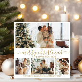 金ゴールドエレガントホワイト4フォトコラージクリスマスホリド シーズンカード