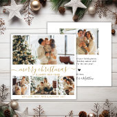 金ゴールドエレガントホワイト4フォトコラージクリスマスホリド シーズンカード