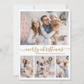 金ゴールドエレガントホワイト4フォトコラージクリスマス シーズンカード (正面)