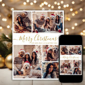 金ゴールドエレガントホワイト5フォトコラージクリスマス シーズンカード