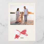 金ゴールドエレガントボウで結ばれたクリスマスフォト 箔シーズンカード (裏面)