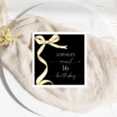 金ゴールドエレガントボウスウィート16バースデーパーティー スタンダードカクテルナプキン