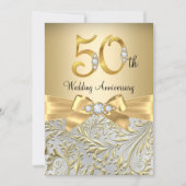 金ゴールドエレガントボウダイヤモンド50周年記念 招待状 (正面)