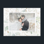 金ゴールドエレガントボタニカルグリーンリーフォトホリデーポスト ポストカード<br><div class="desc">とエレガント金ゴールドモダン植物緑の写真のホリデーカード。このデザインの高度なカスタマイズを行うクリックにはカスタマイズ、「More」リンクをクリックしてフォント、サイズ、色などを変更する。</div>