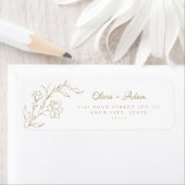 金ゴールドエレガントボーフローラ結婚差出人住所 ラベル (インサイチュ)