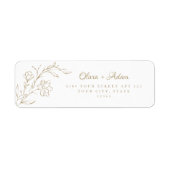 金ゴールドエレガントボーフローラ結婚差出人住所 ラベル (正面)