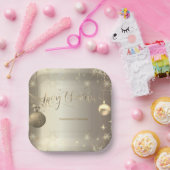 金ゴールドエレガントボール雪の結晶 ペーパープレート (パーティー)