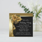 金ゴールドエレガントポインセチアパーティー 招待状 (スタンド正面)