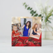 金ゴールドエレガントポインセチアMerry Christmasフォトカード (スタンド正面)