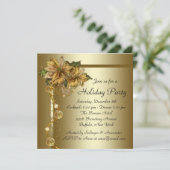 金ゴールドエレガントポインセティアブラック金ゴールドクリスマスパーティー 招待状 (スタンド正面)