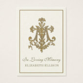 金ゴールドエレガントマリアン十字葬式祈りの言葉カード (正面)