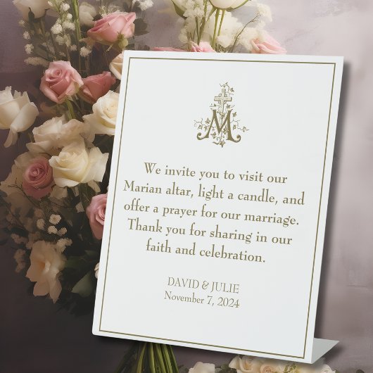 金ゴールドエレガントマリアン祈りの言葉祭壇カソリッ結婚クス 台座サイン